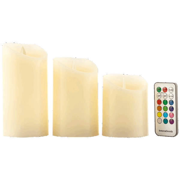 Set de 3 Bougies LED multicolores avec effet flamme et télécommande InnovaGoodsSet de 3 Bougies LED multicolores avec effet flamme et télécommande InnovaGoods – Image 4