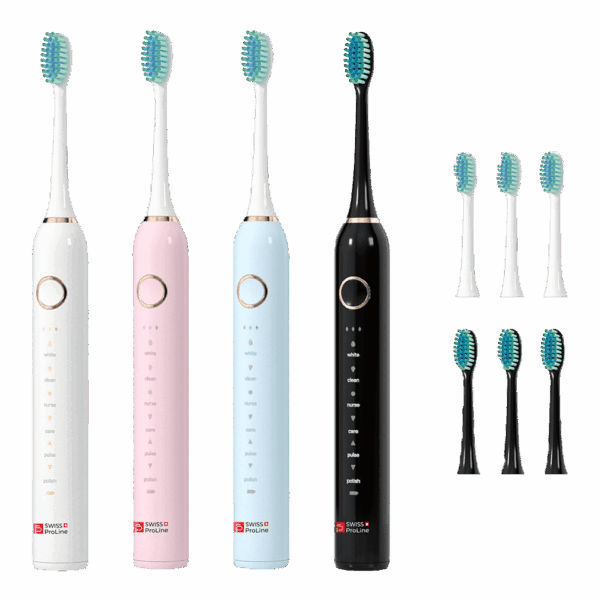 Brosse à dents électrique sonique sans fil avec 4 brossettes SWISS PROLINE