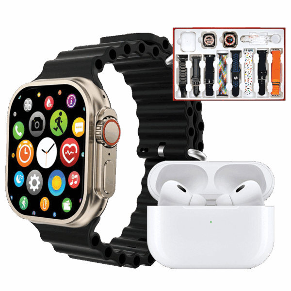 Coffret montre connectée, écouteurs sans fil Bluetooth, protection écran avec 8 bracelets SWISS PROLINE