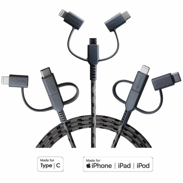 Cable 3en1 (USB-A à Lightning, USB-C & Micro USB) BOOMPODS