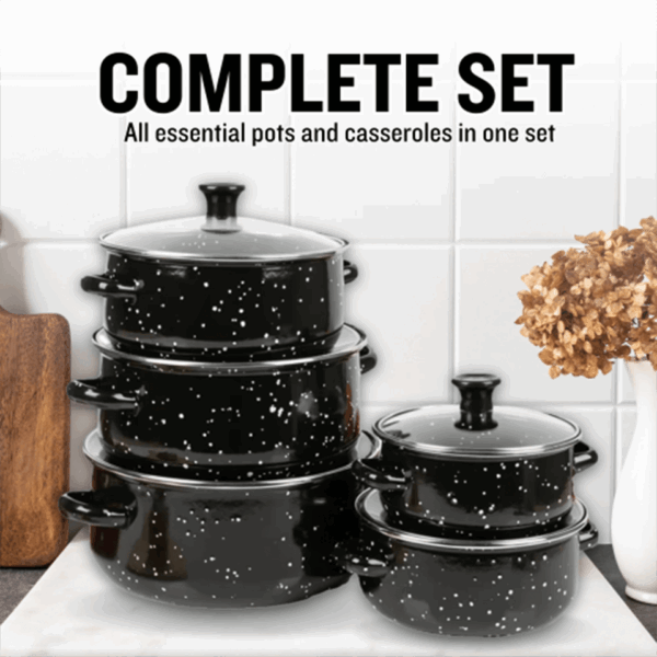 Batterie de cuisine 10 pièces en émail (tous feux dont induction) HERZBERG – Image 2