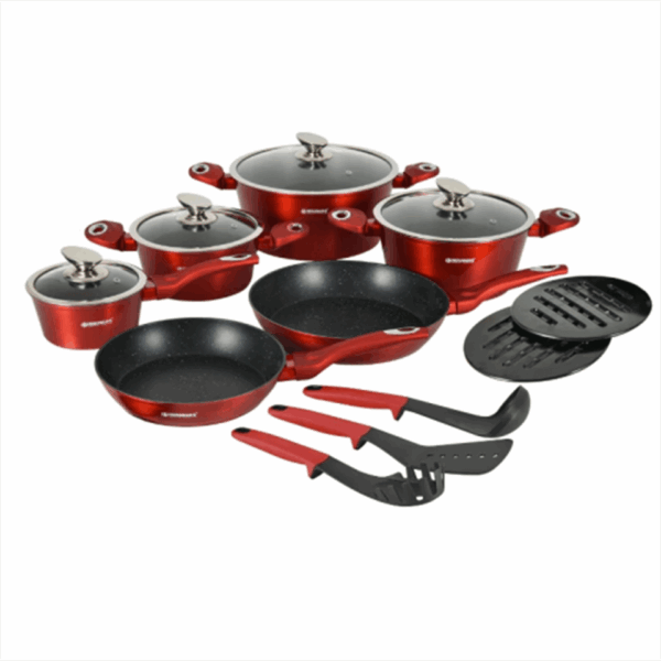 Batterie de cuisine 15 pièces avec revêtement en marbre (tous feux dont induction) HERZBERG – Image 3