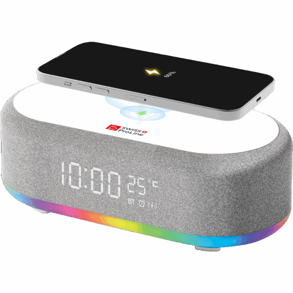 Réveil 6en1 (horloge, réveil, chargeur, LED, enceinte, thermomètre) SWISS PROLINE – Image 2