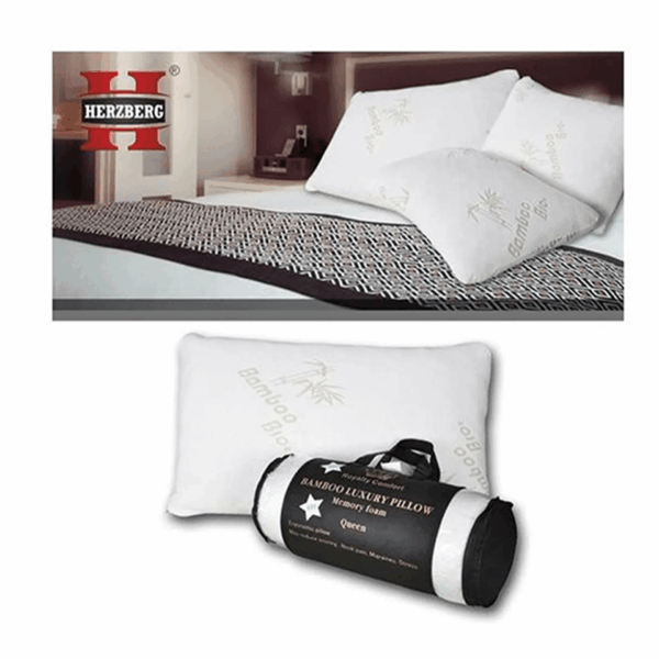 Oreiller de luxe en Bambou avec mousse à mémoire de forme HERZBERG – Image 3