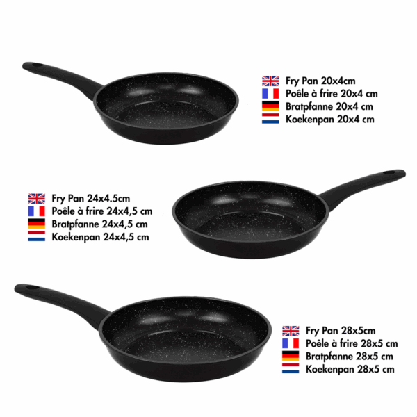 Set de 3 poêles avec revêtement en marbre (tous feux dont induction) HERZBERG – Image 3