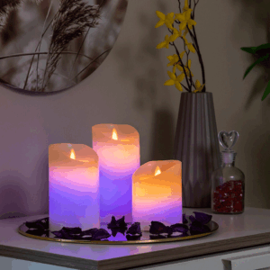 Set de 3 Bougies LED multicolores avec effet flamme et télécommande InnovaGoodsSet de 3 Bougies LED multicolores avec effet flamme et télécommande InnovaGoods