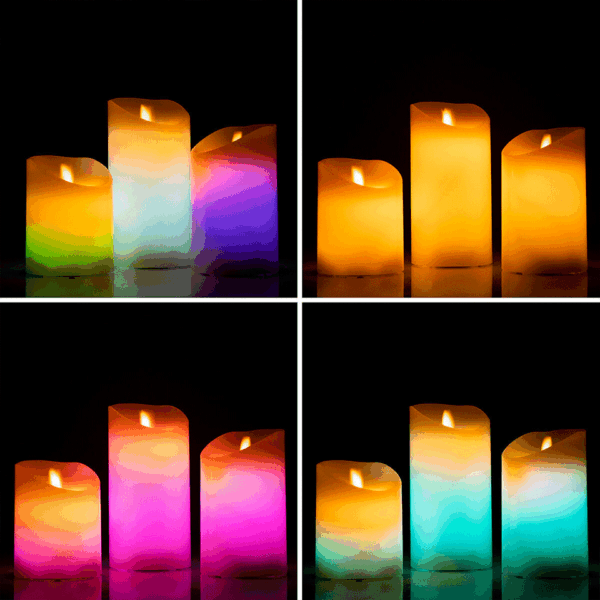 Set de 3 Bougies LED multicolores avec effet flamme et télécommande InnovaGoodsSet de 3 Bougies LED multicolores avec effet flamme et télécommande InnovaGoods – Image 3