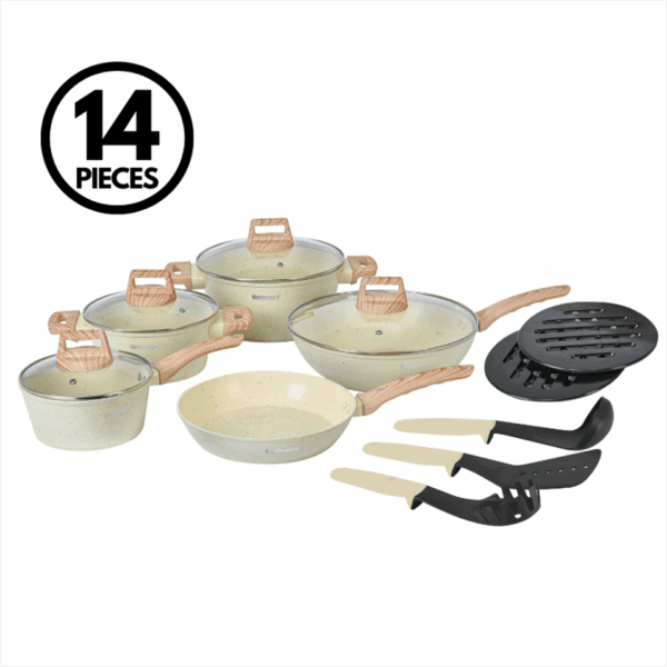 Batterie de cuisine 14 pièces avec revêtement en granit (tous feux dont induction) HERZBERG – Image 2