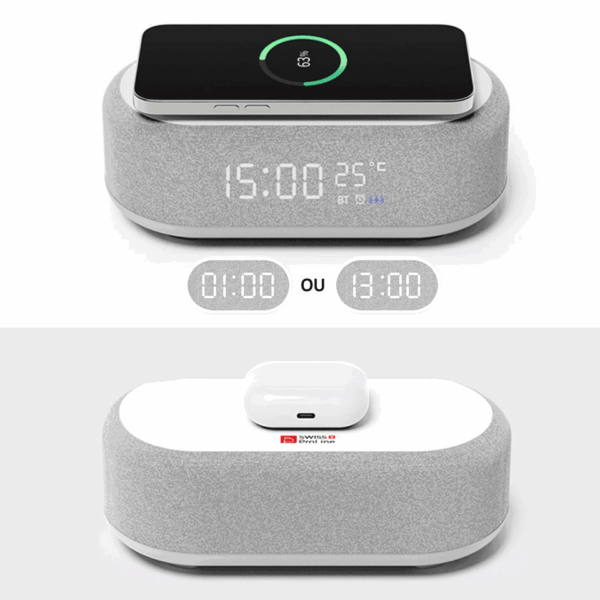 Réveil 6en1 (horloge, réveil, chargeur, LED, enceinte, thermomètre) SWISS PROLINE – Image 4