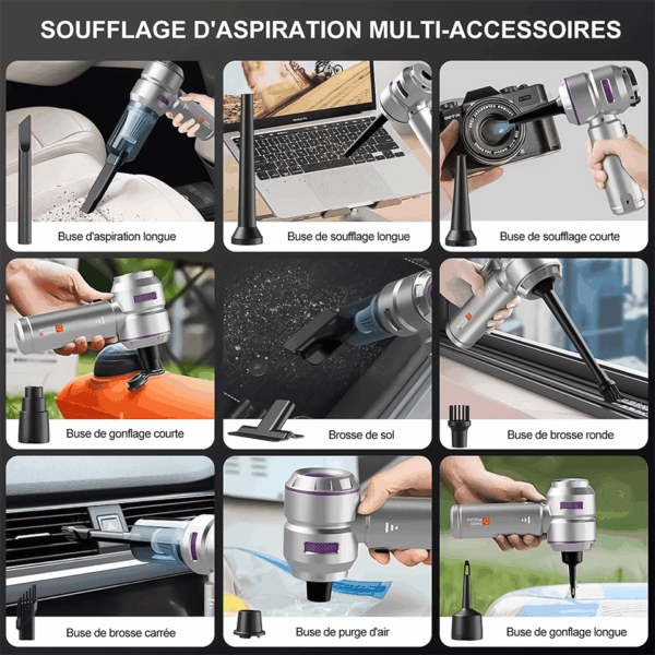 Aspirateur à main et Souffleur 2en1 sans fil avec 10 accessoires – Image 5
