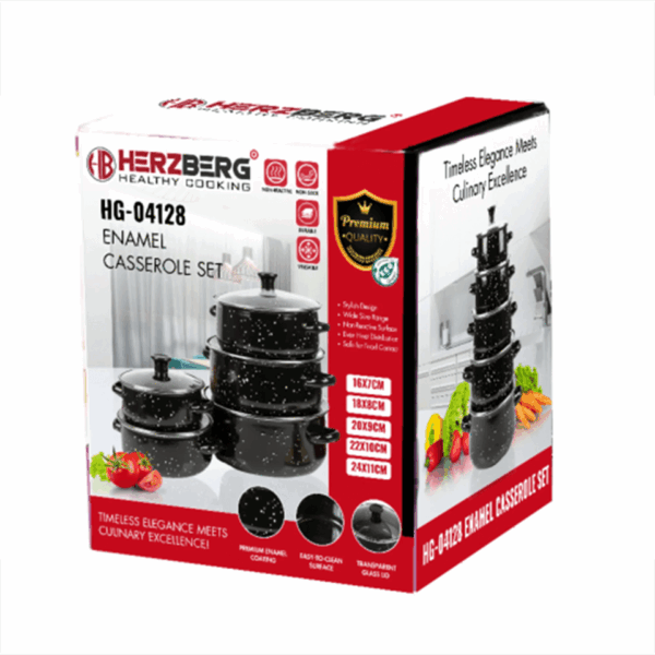 Batterie de cuisine 10 pièces en émail (tous feux dont induction) HERZBERG – Image 5