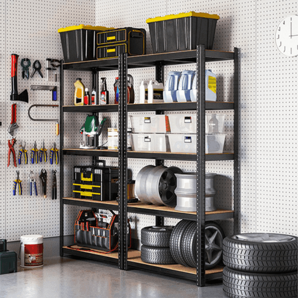Etagère de rangement ultra robuste en acier équipée de 5 plateaux HERZBERG – Image 3