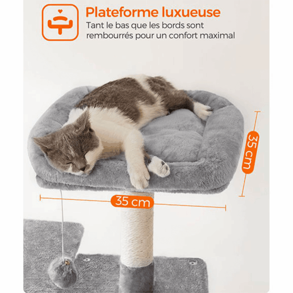Arbre à chat XXL avec hamac, cabane et pompon 143cm FEANDREA – Image 5