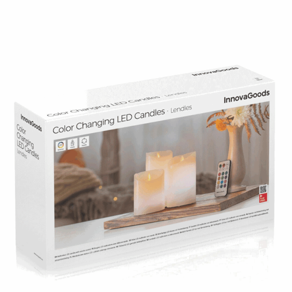 Set de 3 Bougies LED multicolores avec effet flamme et télécommande InnovaGoodsSet de 3 Bougies LED multicolores avec effet flamme et télécommande InnovaGoods – Image 6