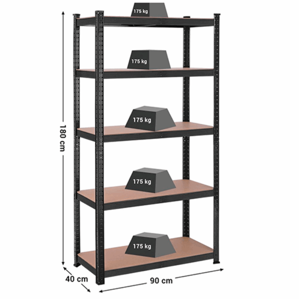 Etagère de rangement ultra robuste en acier équipée de 5 plateaux HERZBERG – Image 4