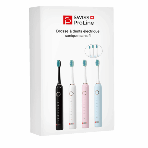 Brosse à dents électrique sonique sans fil avec 4 brossettes SWISS PROLINE – Image 3