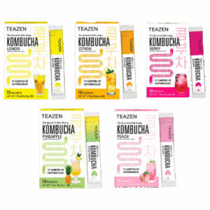 Set de 10 sachets Kombucha TEAZEN (Fruits rouges, Pêche, Ananas, Citron classique ou coréen)
