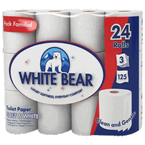 Set de 24 papiers toilettes triple épaisseurs WHITE BEAR