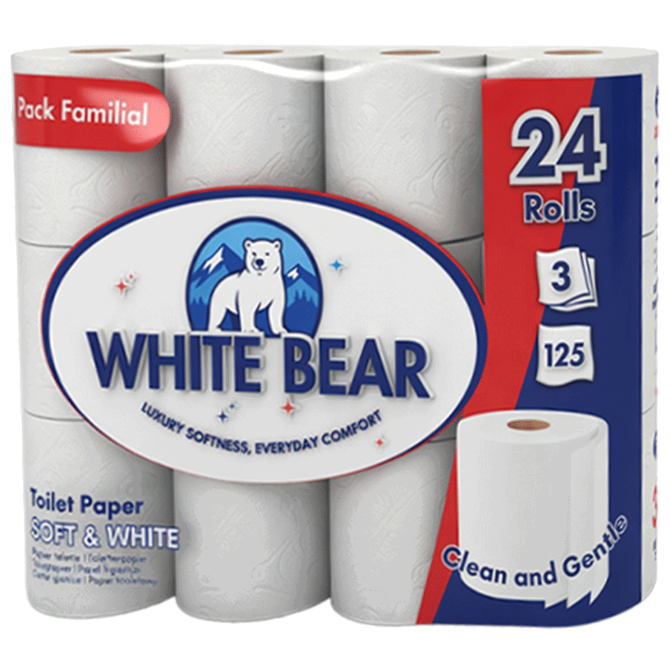Set de 24 papiers toilettes triple épaisseurs WHITE BEAR