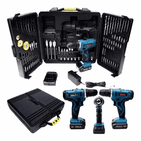 Boîtes à outils avec 1 perceuse sans fil et 97 accessoires BOXER