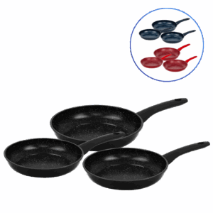 Set de 3 poêles avec revêtement en marbre (tous feux dont induction) HERZBERG