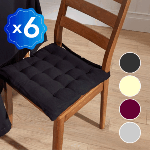 Set de 6 coussins de chaise moelleux et confortable DISCOUNT HOUSSE