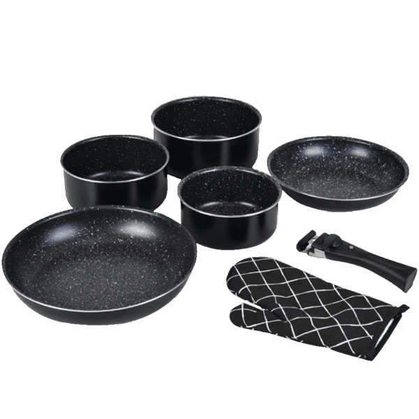 Batterie de cuisine 7 pièces avec poignée amovible tous feux dont Induction Swiss ProLine