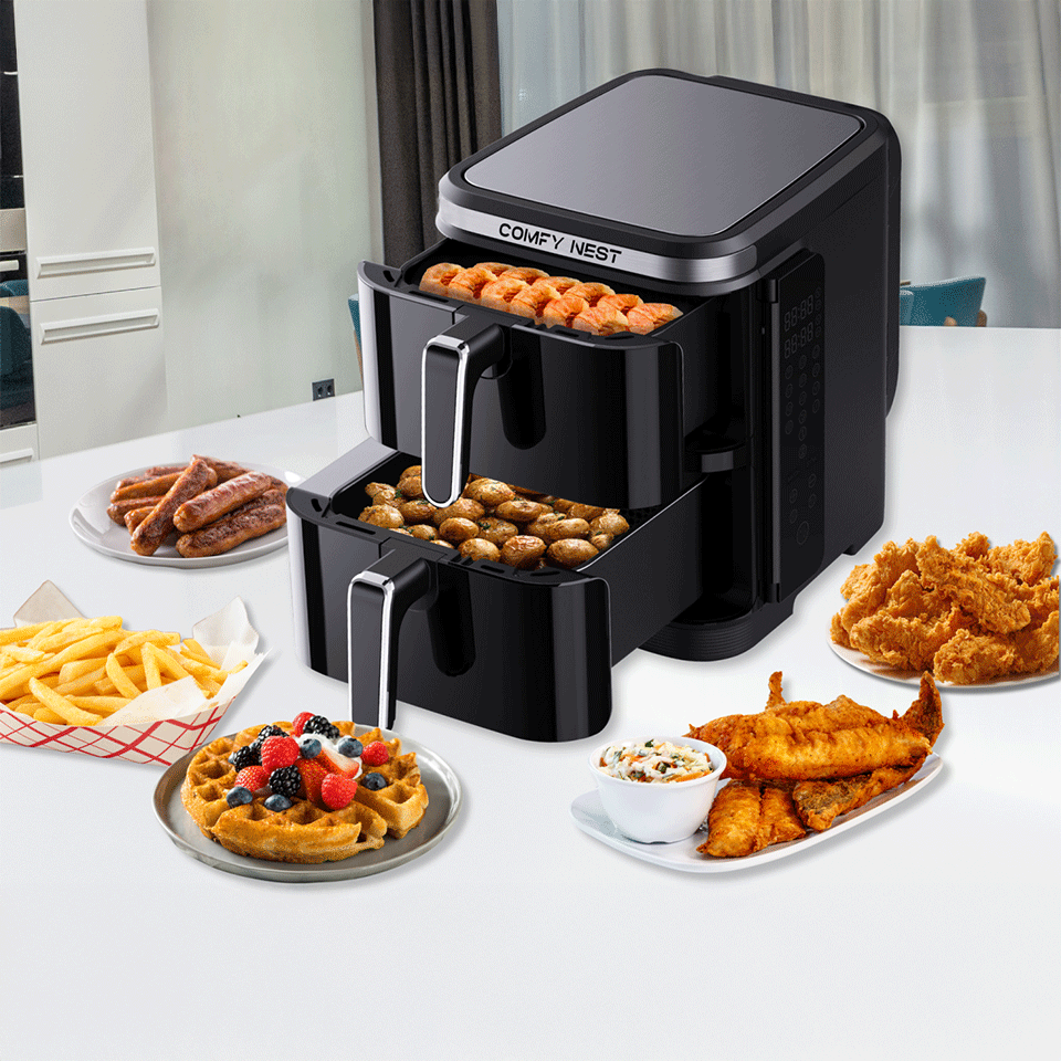 Friteuse à air chaud Air Fryer 11L (sans huile) avec double compartiments superposés CONFY NEST – Image 4