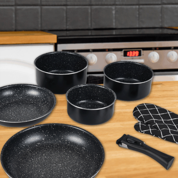 Batterie de cuisine 7 pièces avec poignée amovible tous feux dont Induction Swiss ProLine – Image 6