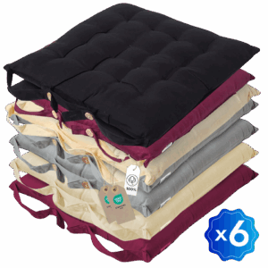 Set de 6 coussins de chaise moelleux et confortable DISCOUNT HOUSSE