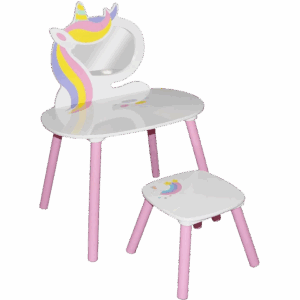 Coiffeuse Licorne avec miroir et 1 tabouret JUDY WILD