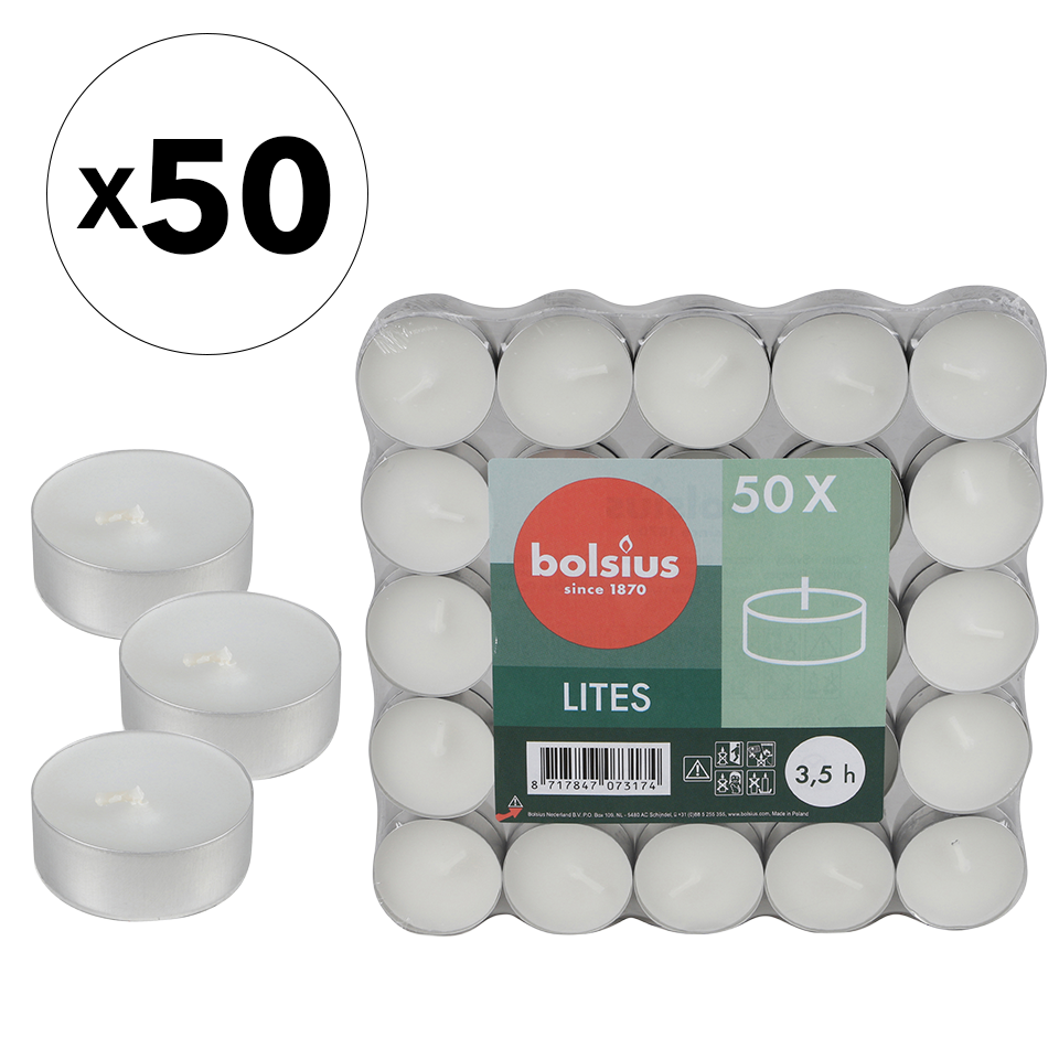 Set de 50 bougies chauffe-plat BOLSIUS