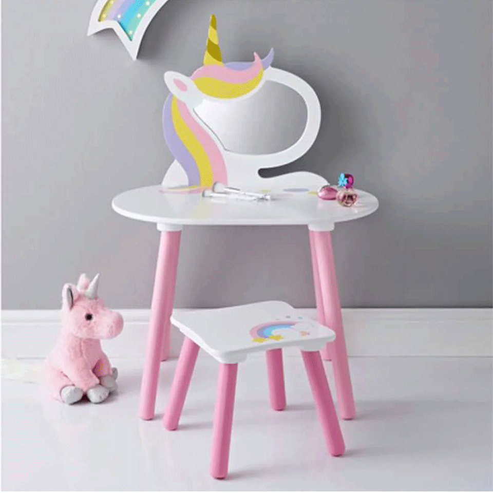 Coiffeuse Licorne avec miroir et 1 tabouret JUDY WILD – Image 2