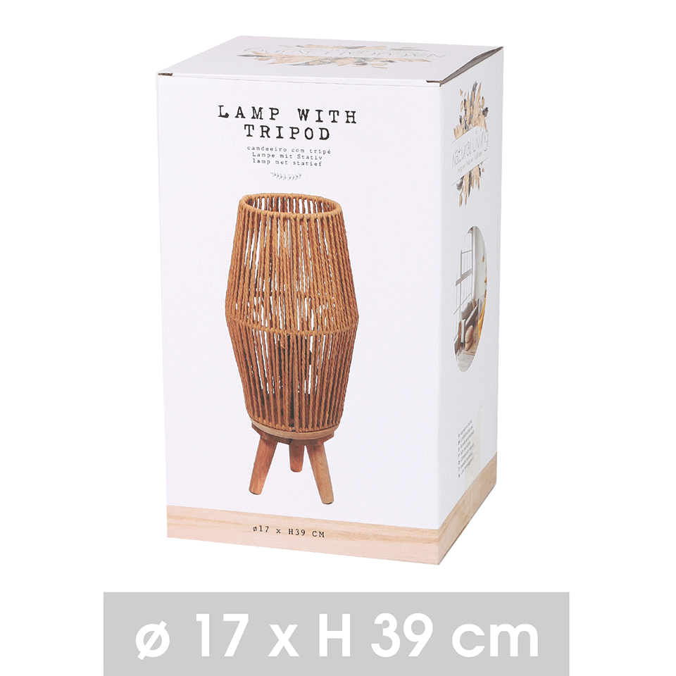 Lampe en corde et bois NATURAL LIVING – Image 3