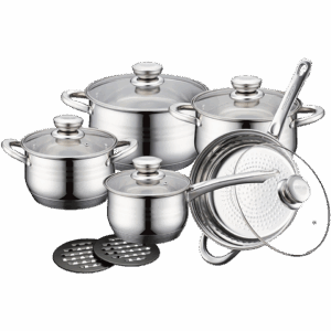 Batterie de cuisine 12 pièces en inox (tous feux dont induction) ROYALTY LINE