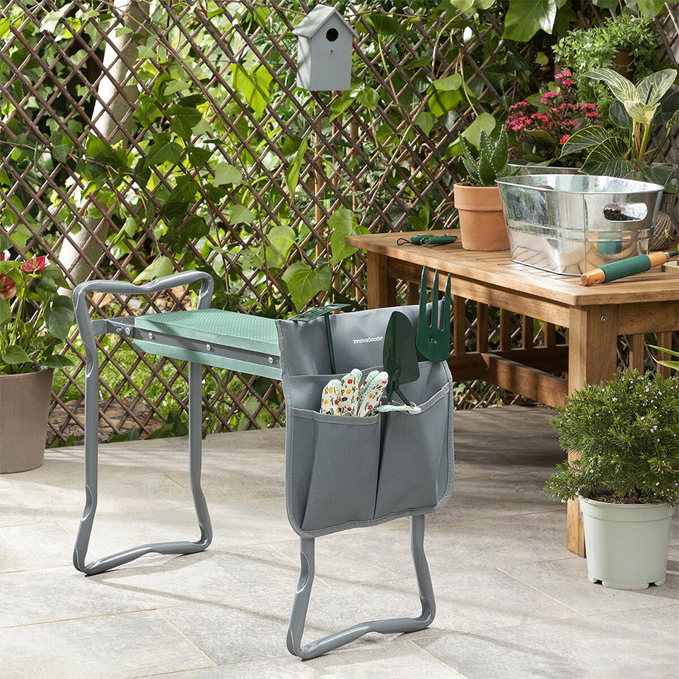 Banc de Jardin 3en1 pliable avec sac à outils InnovaGoods
