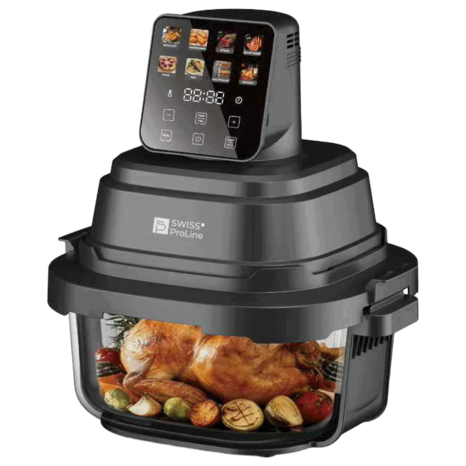Friteuse Crispy Air Fryer (sans huile) portable avec double compartiments en verre Swiss ProLine – Image 2