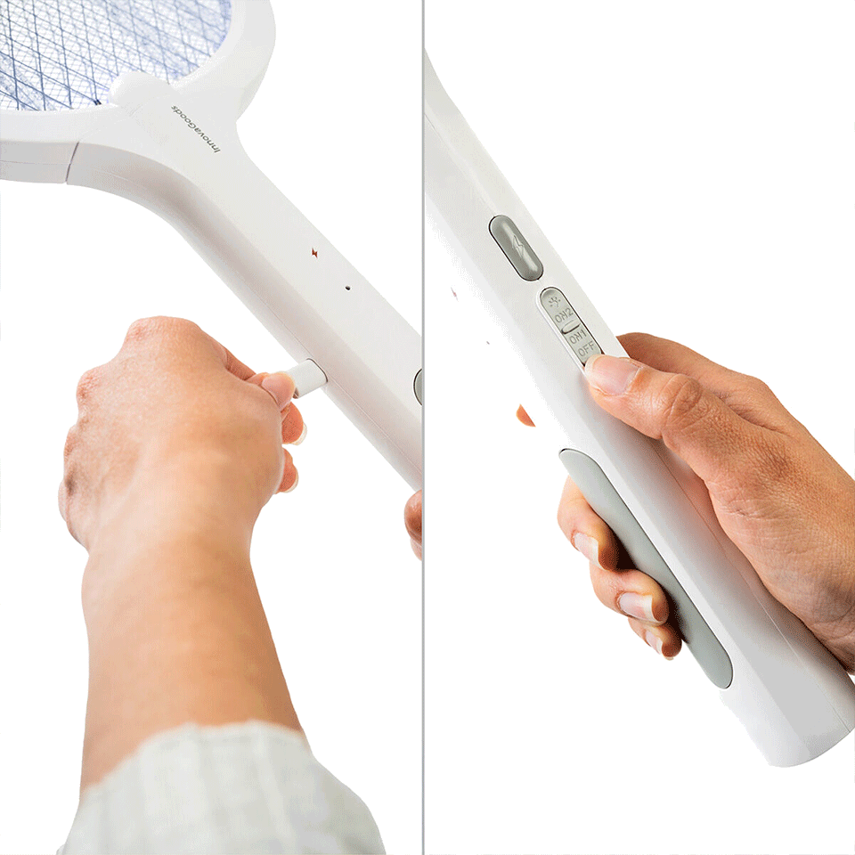Raquette 2en1 anti-insectes rechargeable avec Lumière UV InnovaGoods – Image 4