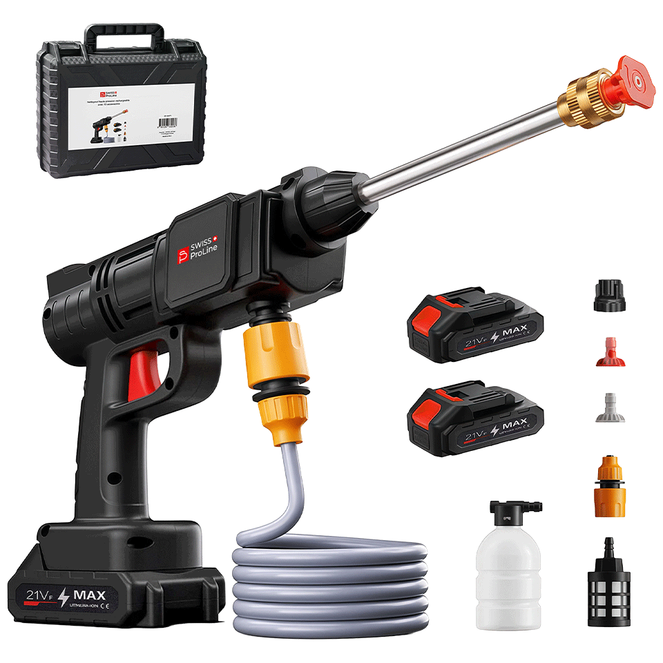 Nettoyeur haute pression rechargeable avec 10 accessoires Swiss ProLine
