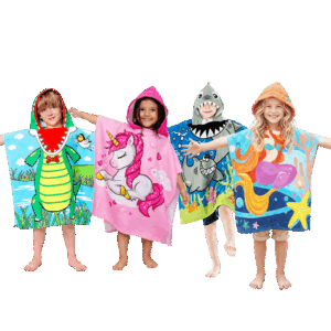 Ponchos/linge de bain pour enfants (Licorne - Sirène - Crocodile - Requin)