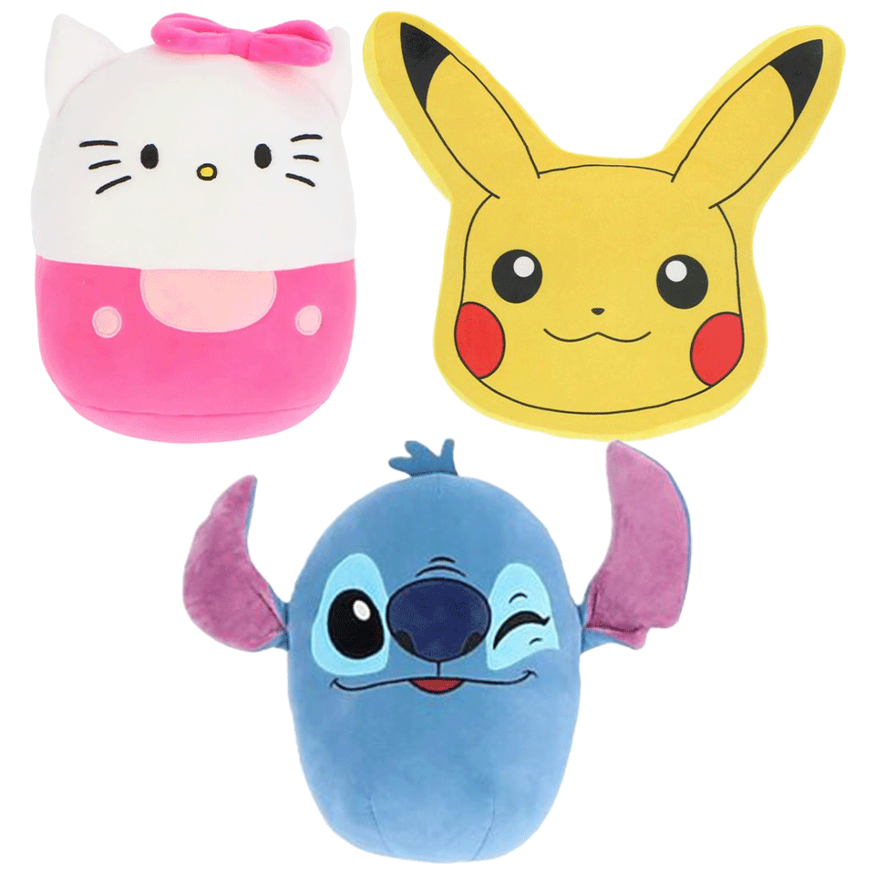 Coussin peluche pour enfant (POKEMON - HELLO KITTY - STITCH)