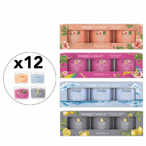 Set de 12 bougies Yankee Candle (Jasmin - Tropical - Ocean - Thé Noir)