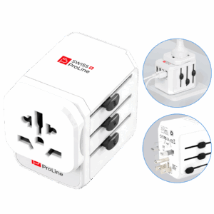 Adaptateur de voyage universel compatible dans 200 pays Swiss ProLine