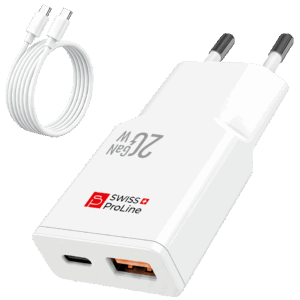 Chargeur 2en1 rapide avec câble USB-C inclus Swiss ProLine