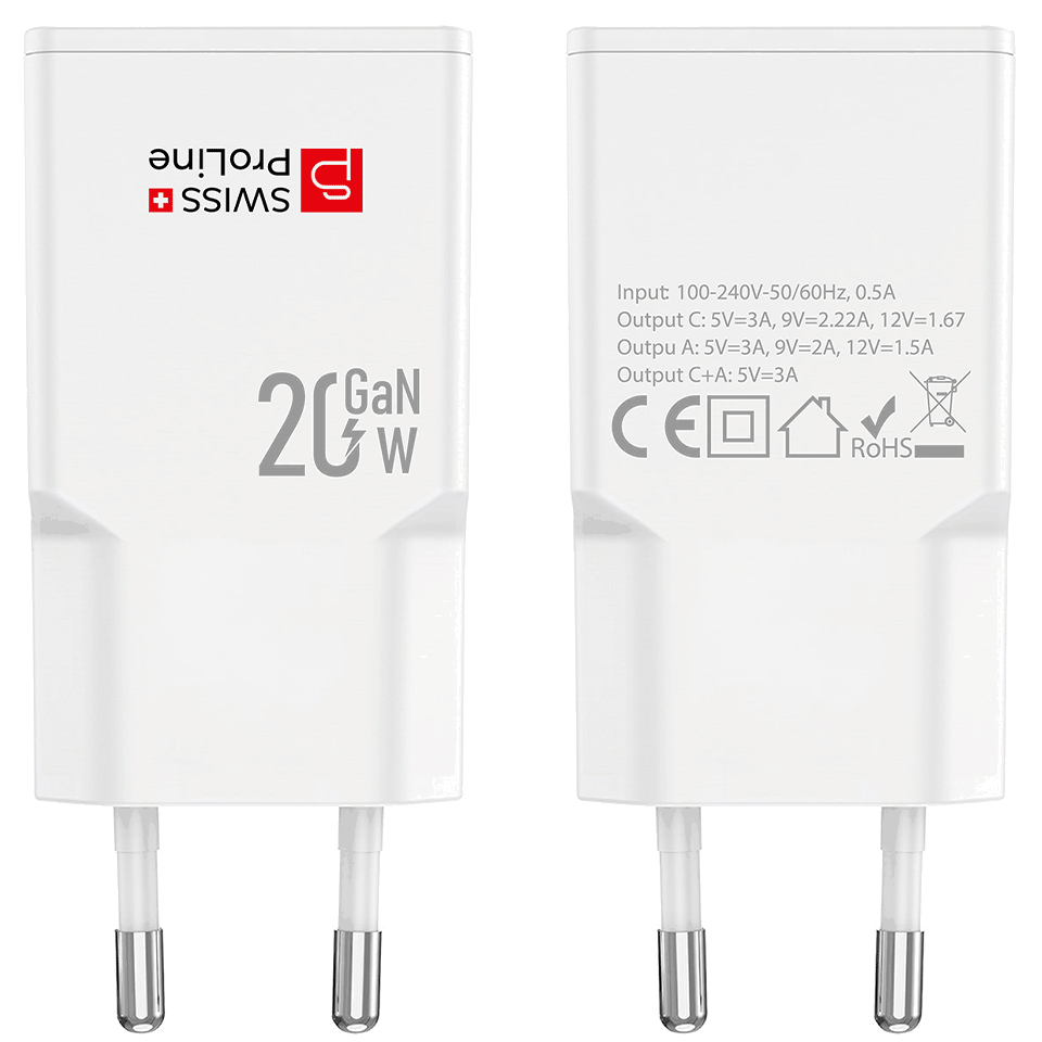 Chargeur 2en1 rapide avec câble USB-C inclus Swiss ProLine – Image 2