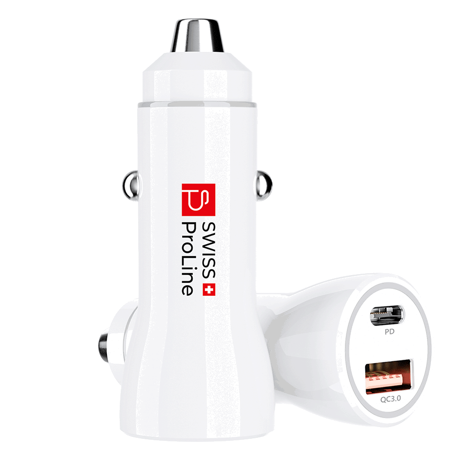 Chargeur de voiture 2en1 avec câble USB-C Swiss ProLine – Image 2