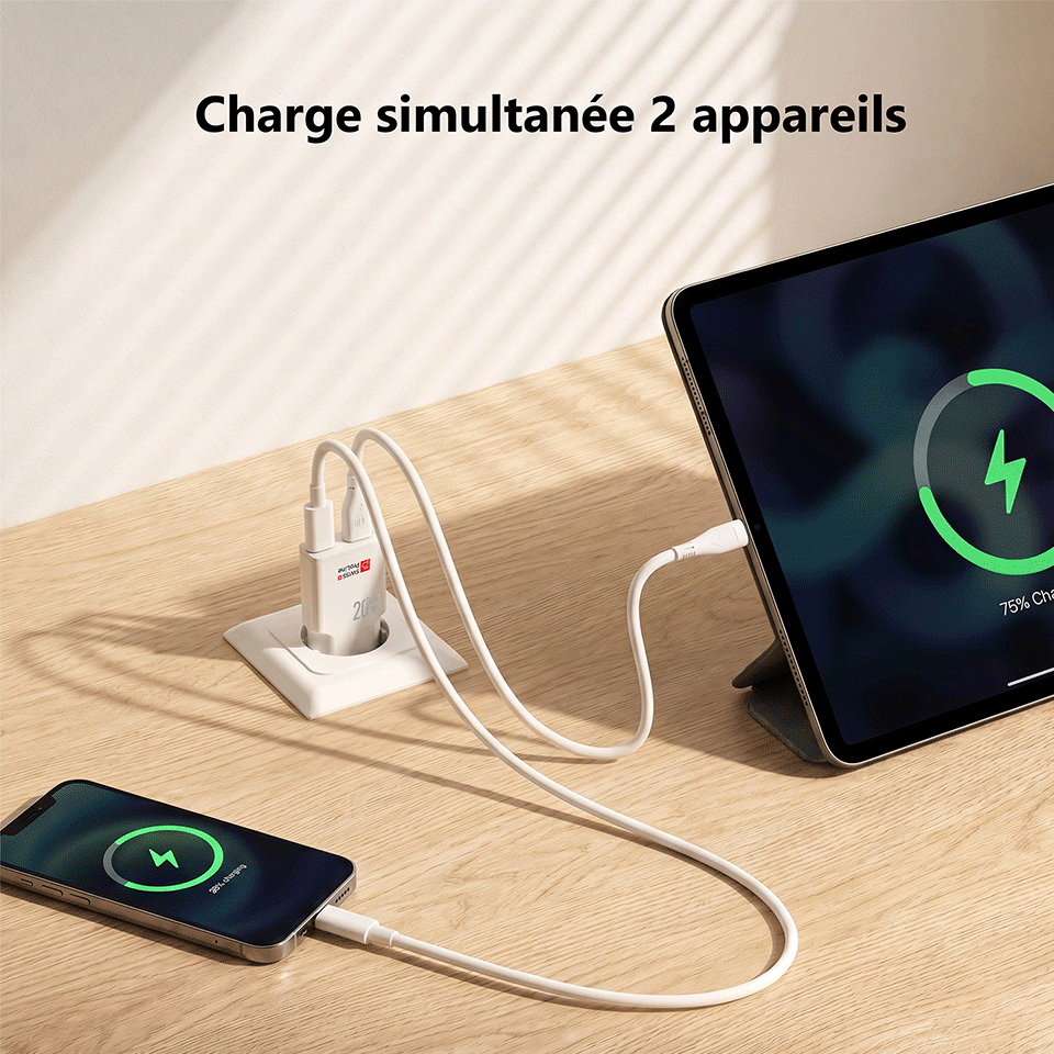 Chargeur 2en1 rapide avec câble USB-C inclus Swiss ProLine – Image 3