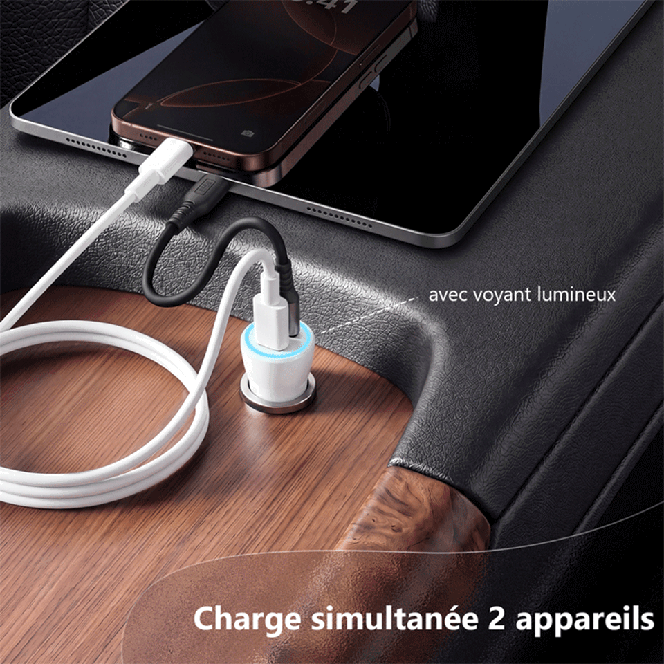 Chargeur de voiture 2en1 avec câble USB-C Swiss ProLine – Image 3
