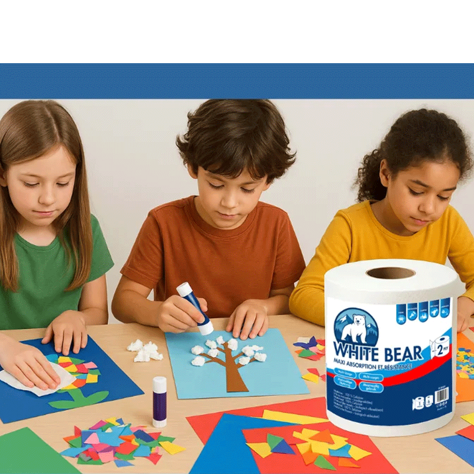 Set de 12 rouleaux Papier Ménage XXL (1500 feuilles) double épaisseurs WHITE BEAR – Image 4