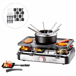 Appareil 3en1 pratique pour raclette, grill et fondue 8 personnes SILVERCREST